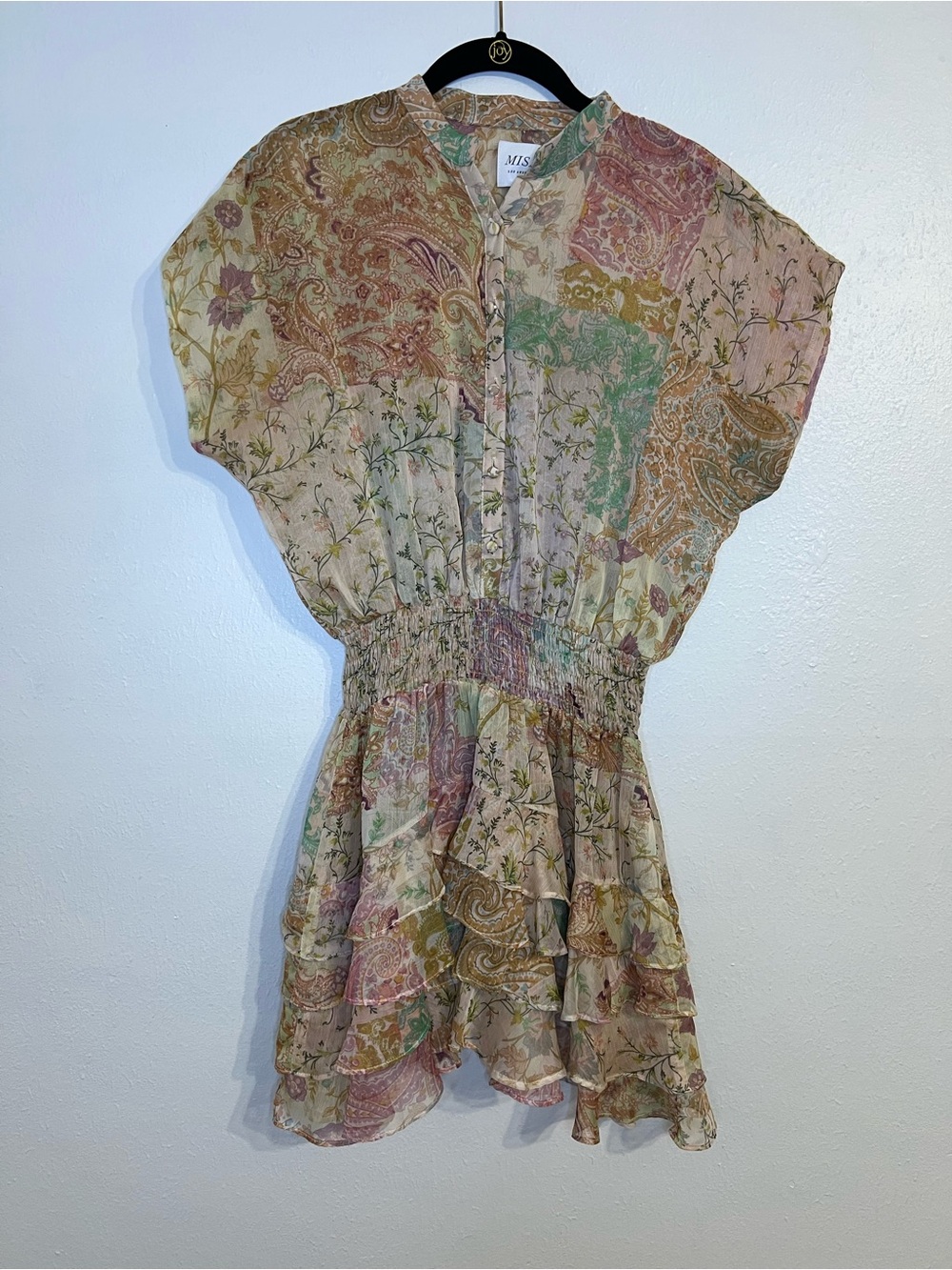 MISA Los Angeles Evie Dress in Printemps Patchwork  size small boho mini dress - Picture 2 of 8